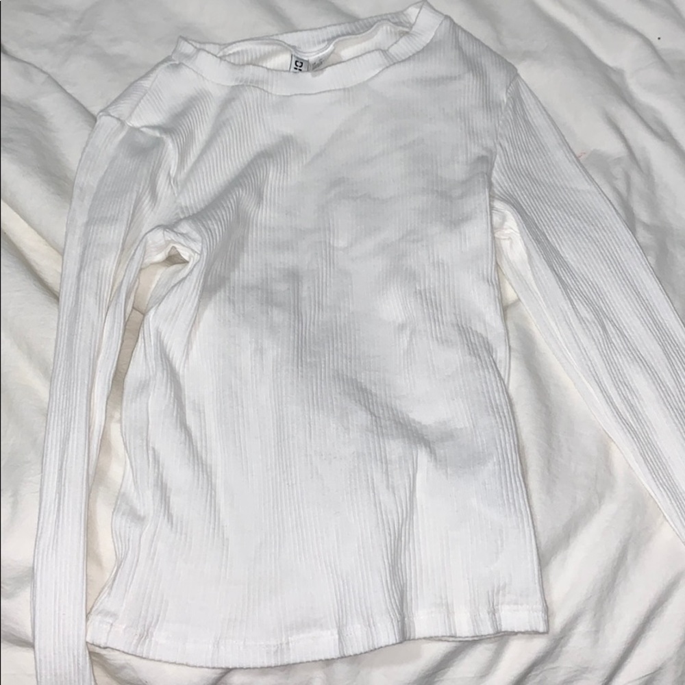 White Mock turtle neck long sleeve